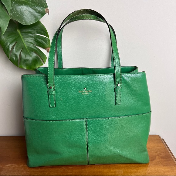 kate spade Handbags - Kate Spade Kelly Green Grand Street Leather Large Tote Bag